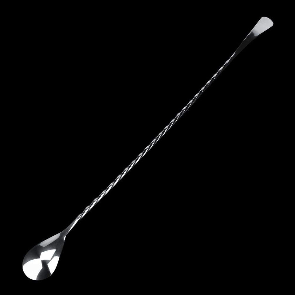 TOPINCN Cuchara de café Barra de cóctel de agitación Acero Inoxidable con Tenedor Café expreso té Mezcla Bebida Mezclador Puddler