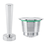 Kit Prensador de Café para Nespresso Máquina de Café de Acero Inoxidable + Cápsula Recargable de Máquina Café Nespresso en Acero Inoxidable + Cuchara de Medición