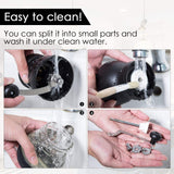 Manual Molinillo de Café - Manivela de Mano Molinillo con Ajustable Cerámica Burr de Carburo/Dos Tarros de Vidrio Transparente/Mango de Acero Inoxidable y Cubierta de Silicona - Portátil para Viajes Camping Trabajo Oficina | Incluye Cuchara de Medición