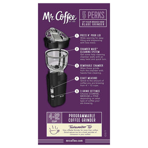 Mr. Coffee 12 Cup Electric Coffee Grinder with Multi Settings, IDS77-RB
